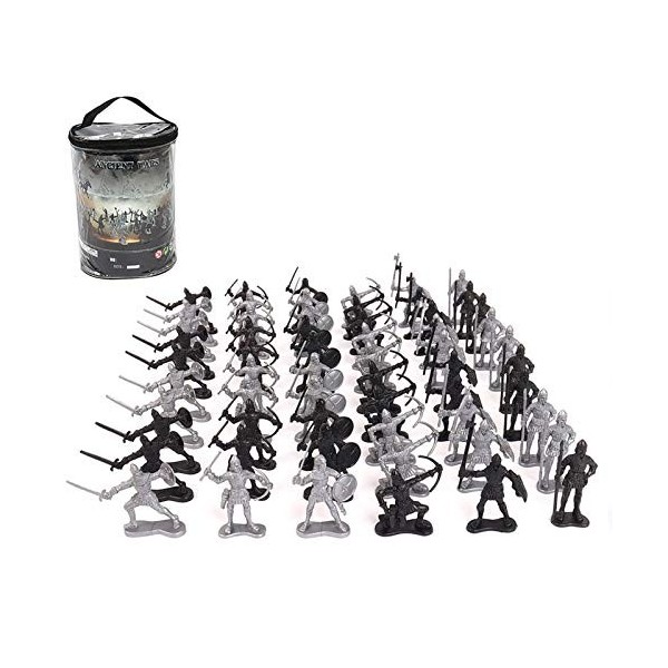 MOVKZACV Lot de 60 figurines de soldats médiévales militaires - Jouets antiques de soldats romains - Figurines du Moyen Âge -