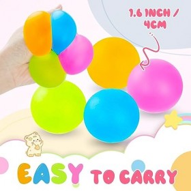 Ainiv Balles Anti-Stress Colorées Fidget Balls, 4PCS 4cm Boule Anti Stress pour Enfant et Adulte, Haute élasticité Balle Anti