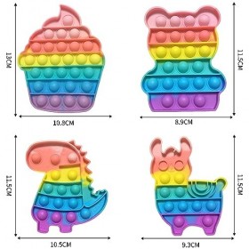 Yeefunjoy 4pc Bubble Fidget Toys, Jouet Anti Stress et Anti Autisme, Silicone Sensory Push Fidget toys, Dinosaure Alpaga Ours