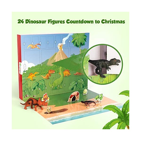 D-FantiX Calendrier de lAvent Dinosaure 2023 pour enfants, 24 jours de compte à rebours vers Noël Calendriers de lAvent Jou