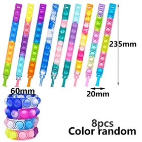 YEAPEAK 8 Pcs Fidget Bracelet, Bracelet Pop, Pop Bracelet, Pop Up Bracelet, Bracelets à Bulles Anti-Stress, Bracelets Anti-St