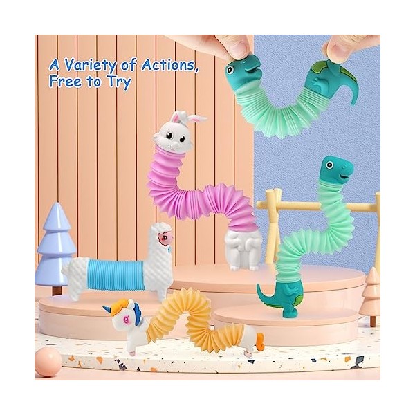 8 Pop Tubes Sensoriels Anti-stress - Jouets Colorés Extensibles, Pour Enfants Et Adultes, Réduction Anxiété