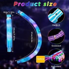 NCKIHRKK 12 Pièces Pop Tubes, Fidget Toys Anti Stress pour Enfant et Adulte - Jouets Sensoriel pour Soulagement du Stress et 