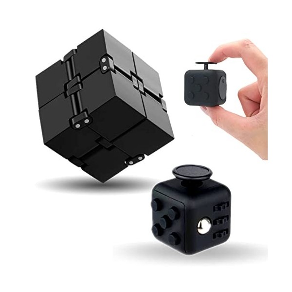 Steemjoey 2pcs Fidget Toy Jouet Cube Set, Fidget Toy Cube et Cube Infini Fidget Blocs, Décompression Jouets Cube Anti-Stress,