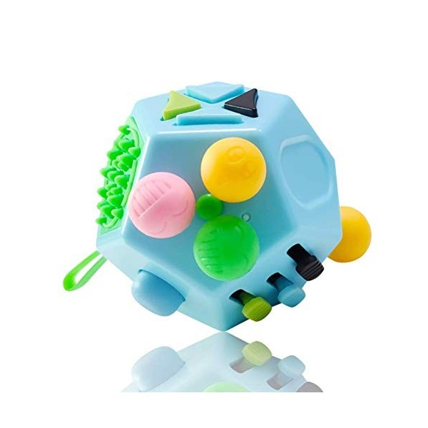 AimdonR Cube 12 faces, jouet anti-stress et anti-dépression pour enfants et adultes bleu