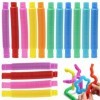 UTMACH 16 Pièces Pop Tubes Jouet Sensoriel Jouets Pop Tubes Fidget Tubes Anti-Stress en Plastique Multicolore Soulager lanxi