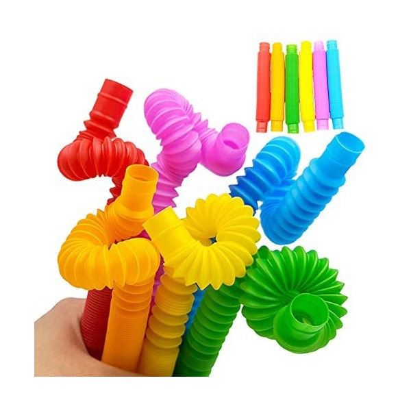 Lot de 12 tubes sensoriels Pop Tubes - Jouet sensoriel coloré - Mini tubes pop pour enfants, adolescents et adultes souffrant