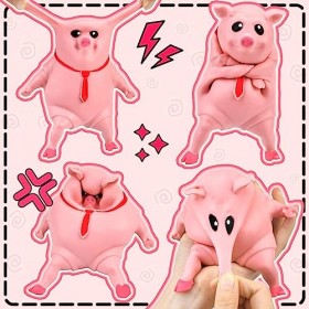 Vibbang Cochon Jouets à Presser Balles, Anti-Stress Cochon Balle De Squeeze Jouet, Rose Porcin Fun Jouets Sensoriels à Presse