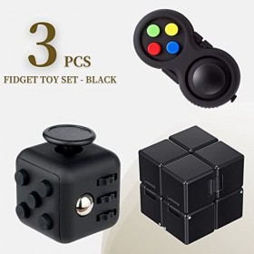 Yeefunjoy 3Pcs Fidget Toy Cube Anti Stress Jouet Cube de linfini，Fidget Pad, Controller Réducteur de Stress pour réduire Le 