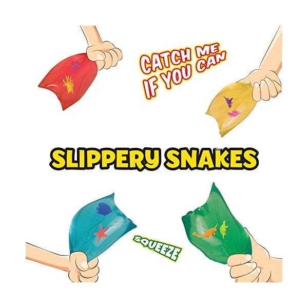 Wowow Lot de 4 serpents glissants | Lot de 4 serpents à eau super spongieux avec figurines de 12 cm pour enfants souffrant d