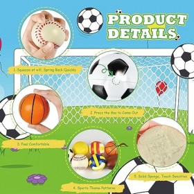 Ainiv 12PCS Balle en Mousse, Squeeze Foam Balles Anti- Stress Football Basketball Tennis Baseball Rugby Terre Boule Souple po