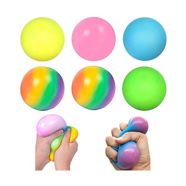 Steemjoey Lot de 6 Balles Anti-Stress Colorées Fidget Balls Jouets Anti-Stress pour Adultes et Enfants Anxiété Thérapie des M