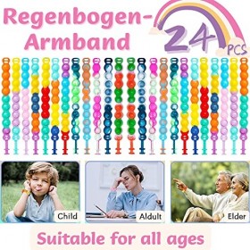 Yeenjoy 24PCS Bracelet Pop It, Bracelets Anti-Stress en Silicone, Multicolore Pack Bracelet Push Bubble Jouets Sensoriels Ant