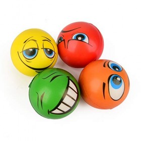 ewtshop® Lot de 4 balles anti-stress, 4 motifs différents, 6 cm de diamètre, balles à modeler