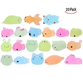 LHKJ 20 Pcs Figurines animales Squishy Petit Animaux Anti Stress Reliever Jouet Style et Couleur Aléatoire 