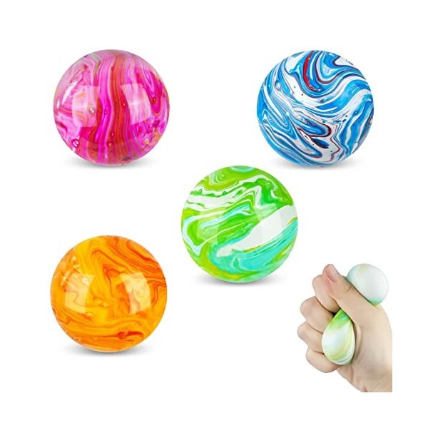 Ainiv Balles Anti-Stress Colorées Fidget Balls, 4PCS 5cm Boule Anti Stress  pour Enfant et Adulte, PU Souple Balle Anti Stress