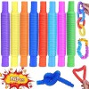 24 Pack Pop Tubes Mini Jouets Sensoriels, CZMAO Jouets Sensoriels de Tuyau Extensible Multicolore Anti-Stress pour Enfants, A