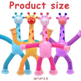 4 Pièces Jouet Girafe Télescopique avec Ventouse, Jouet de Girafe à Ventouse Télescopique Girafe Pop Tube Jouet, Jouet Educat