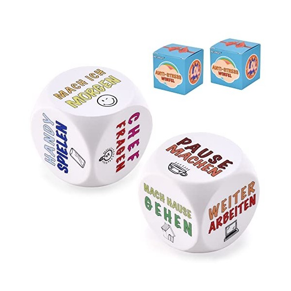 DealKits Lot de 2 cubes anti-stress amusants pour soulager le stress avec 6 actions amusantes, pour le bureau - Jouet anti-st