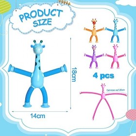 Lot de 4 jouets télescopiques girafe à ventouse pour garçons et filles