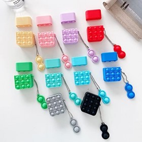 Étui de jouets Push Pop It conçu pour Airpods 1 2 avec bulle sensorielle Push, jouet simple, jouet anti-stress, coque en sili