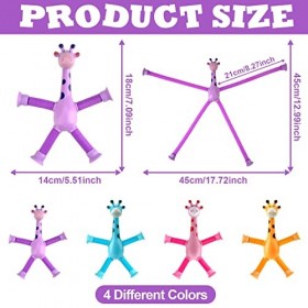 Vibbang 4 Pièces Jouet de Girafe à Ventouse Télescopique, Jouets Sensoriels de Jouet de Girafe avec Lumière, Jouet éducatif A