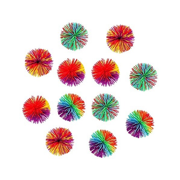 12 Pièces Boules Stringy de Singe,Balle en Silicone Colorée Boules, Boules de Stress Rebondissantes，Multicolore ，pour lirrit