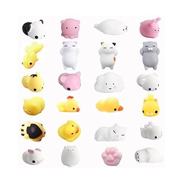 Amaza 24pcs Squishy Kawaii Squishies Animaux Slow Rising Squeeze Animal Stress Reliever Anti-Stress Jouet Multicolore 