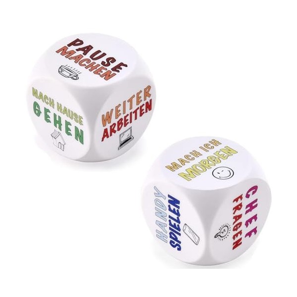 Lot de 2 dés Cube Anti-Stress, Le Cube Anti Stress avec 6 Actions Amusantes Jouet Anti-Stress, Le Jouet de Bureau Cadeau pour