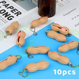 ZoneYan 10 Pcs Jouet Haricot, Jouet Arachide, Haricot Anti-Stress, Haricot Fidget Toy, Porte-Clés Haricot, Jouet Presser Hari