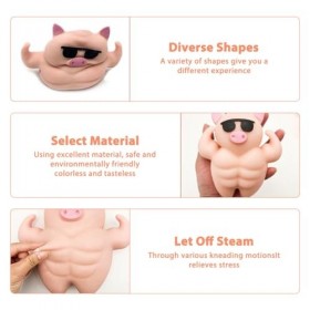DAJASD DAJASD Balles Anti-Stress pour Jouet à Presser en Forme de Cochon, Jouet Anti-Stress pour Adultes et Enfants, Jouet An