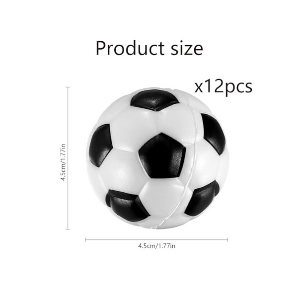 Mini Ballon Football, 12 Pcs 50mm Petit Ballon de Foot en Mousse, Mini Balles de Sport en Mousse Anti-Stress de Football pour