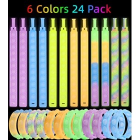 Yeefunjoy Lot de 24 jouets fluorescents Pop it Bracelet Bubble Fidget Toy, Pop Bubble Fidget Jouet anti-stress, Fluorescent P