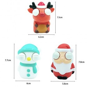 Lot de 3 jouets à presser avec yeux qui sautent, amusant Père Noël, renne, bonhomme de neige, jouet à tirer pour soulager le 