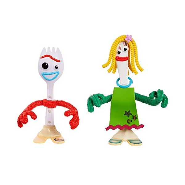 Disney Pixar Toy Story Coffret 2 figurines Fourchette et Karen pour rejouer les scènes du film, emballage fermé, jouet pour e