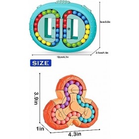 YUNJYIS 2pièces jouet de puzzle de haricot magique,cube rotatif jouet cube de doigt,jeux dintelligence jouet de soulagement