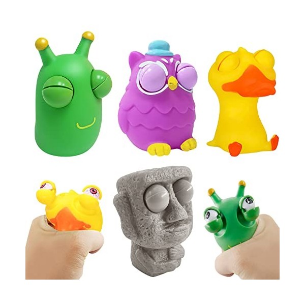 Squeeze Jouet 4 Pièces, Popping Out Eyes Toys, Squeeze Ball, Anti Stress Enfant, Stress Ball, Anti-Stress Jouets, Squeeze Ant