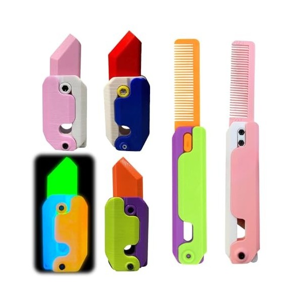 IXYHKB 3D Carotte Jouet Sensoriel, Knives Sensory Toys, 6 Pièces Jouet De Couteau Fidget dImpression 3D, Jouet Anti-Stress po