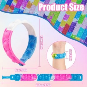 Niaetuto 24Pcs Pop It,Popit Bracelets Anti-Stress,Bracelet Pop It Enfant en Silicone,Fidget Sensory Toys,Multicolore Popit Jo