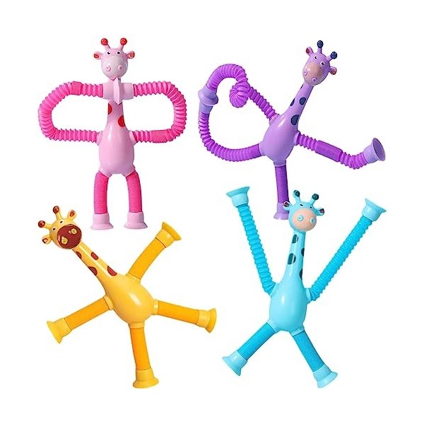 Jeu de Jouets en Paille,Jouet en Paille Girafe, 4 Pièces Girafe Ventouse Paille Jouets Jouets Enfants Jouets Educatifs Jouets