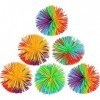 Kiwochy 6 pièces colorées en silicone boules filandreuses 2.75 pouces balle gonflable arc-en-ciel pom jouet sensoriel parfait