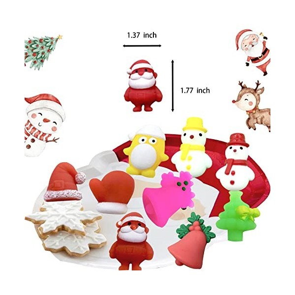 Mochi de Noël,30PCS Mini Mochi Squishy Kawaii Squishy Anti Stress,Smushies Mushy Petits Cadeaux de Noël,Karids Squishy Figuri