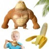 Figurine De Gorille Anti Stress, Gorilla Stress Toy, Squishy Monkey Toy, Jouet Gorille Anti-Anxiété avec Pétrissage De Banane