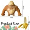 Figurine De Gorille Anti Stress, Gorilla Stress Toy, Squishy Monkey Toy, Jouet Gorille Anti-Anxiété avec Pétrissage De Banane