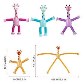 4 Pack Jouets à Ventouse Girafe, Jouet de Girafe à Ventouse Télescopique,Tube télescopique Girafe à Changement de Forme, Joue