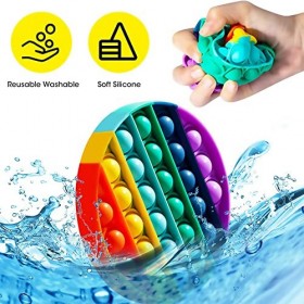 Lot de 3 jouets Pop It - Jeu Pop It - En silicone - Jouet de décompression - Jouet à bulles - Jouet amusant en silicone - Pou