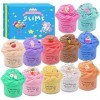 Fluffy Butter Slime Lot de 12 Slime Kit de Loisirs créatifs, avec Licorne et Accessoires pour Slime de Fruits, Doux et Extens