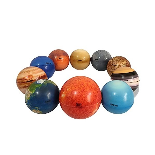 ikasus Balle Anti-Stress du système Solaire,9 pièces Jouet de Balle de planète différente,Jouets éducatifs pour soulager Le S