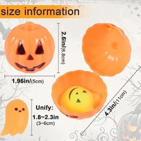 Funmo Lot de 24 jouets spongieux Mochi dHalloween avec 24 citrouilles dHalloween, jouets à presser pour enfants, chauve-sou