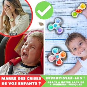 Baby Spinner Ventouse Pop it - Baby hoptoys Fidget Toys - Spinner Anti Stress - Jouet Bebe 1 an - Jouets de Bain - Hand Spinn